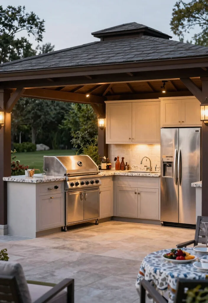 7 Functional BBQ Gazebo Ideas for Every Grill Master 7. Integrated Outdoor Kitchen Gazebo 0