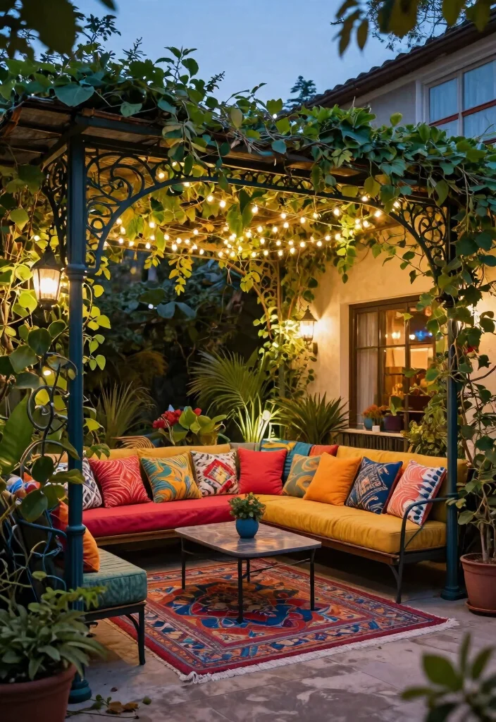 7 Modern Metal Gazebo Ideas for Industrial Patios 2. Ornate Metal Pergola 0