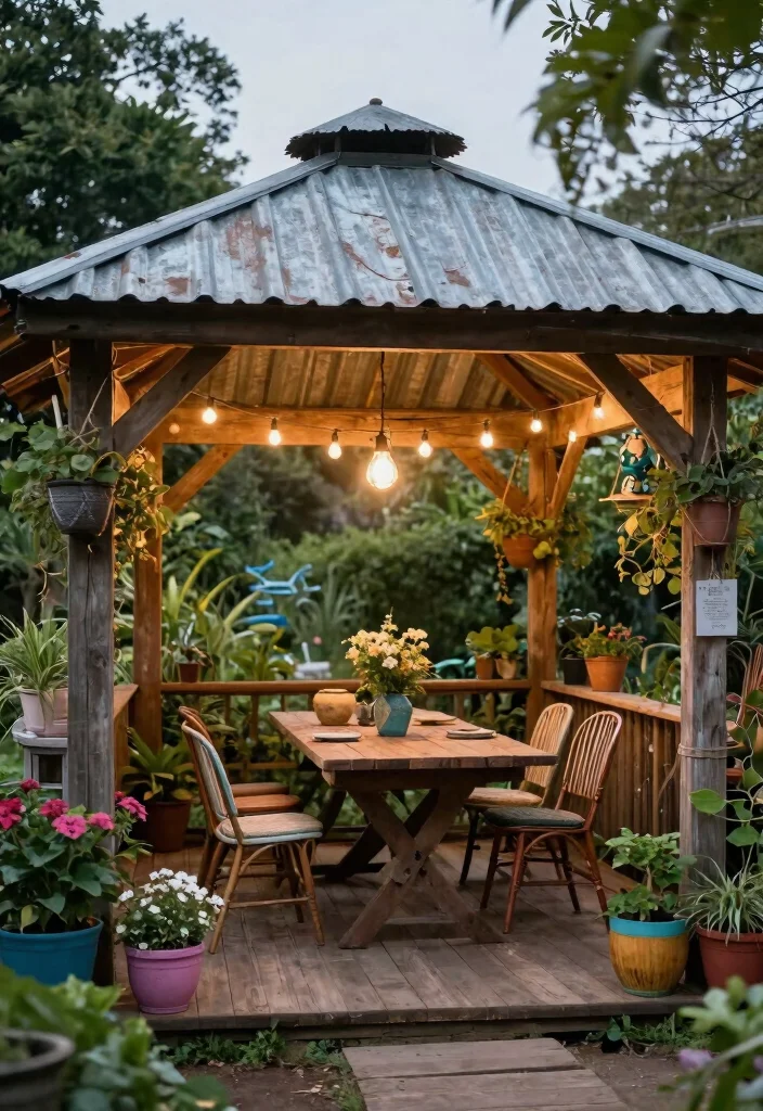 7 Modern Metal Gazebo Ideas for Industrial Patios 4. Rustic Industrial Shed 0