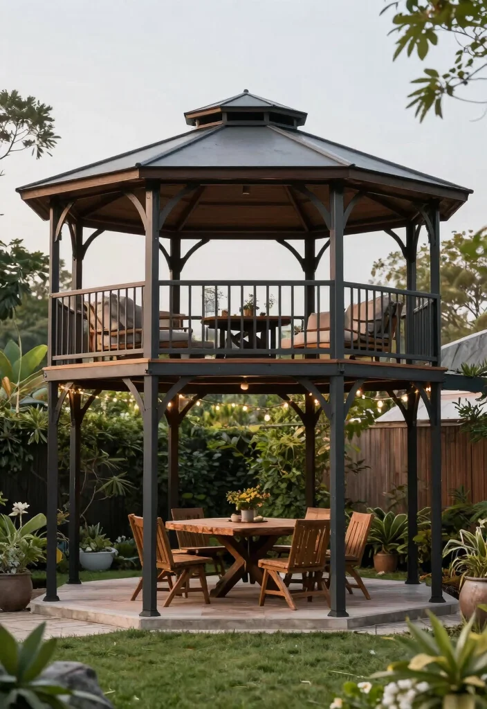 7 Modern Metal Gazebo Ideas for Industrial Patios 6. Multi Level Gazebo 0