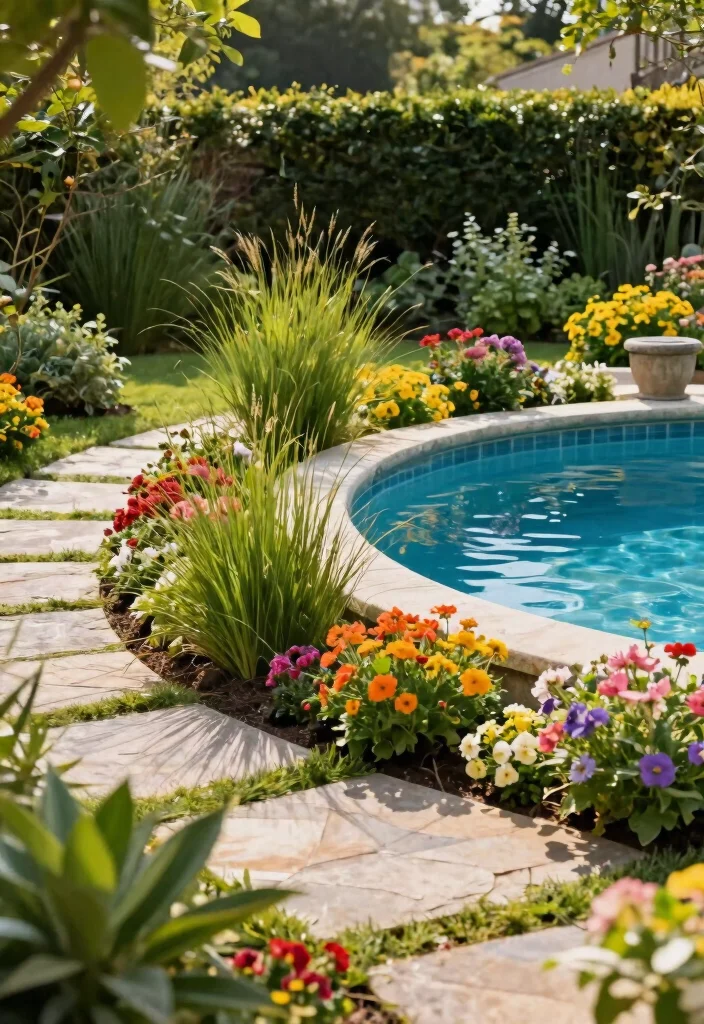 7 Modern Semi Above Ground Pool Ideas for Custom Look 3. Integrated Landscaping 0