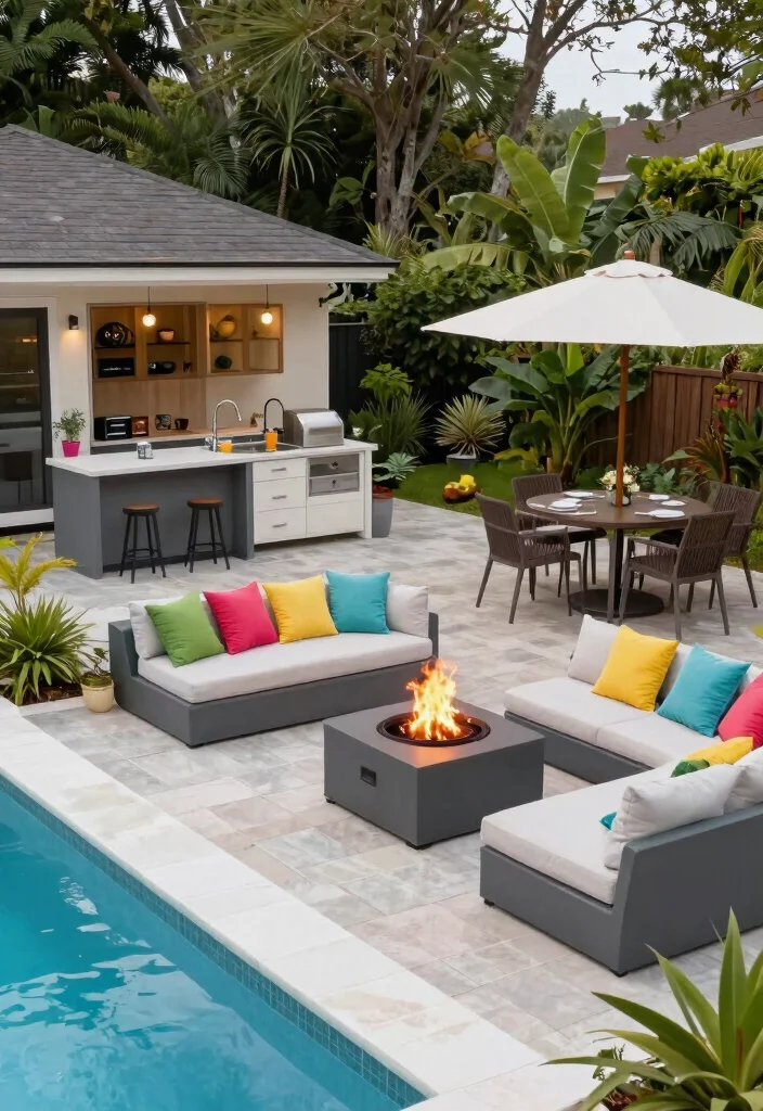 7 Modern Semi Above Ground Pool Ideas for Custom Look 6. Versatile Outdoor Living Spaces 0