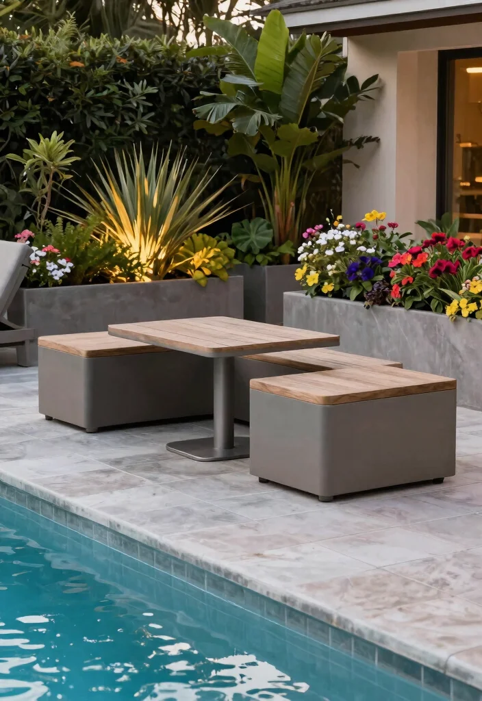 7 Refreshing Above Ground Plunge Pool Ideas for Small Spaces 6. Multi Purpose Furniture 0