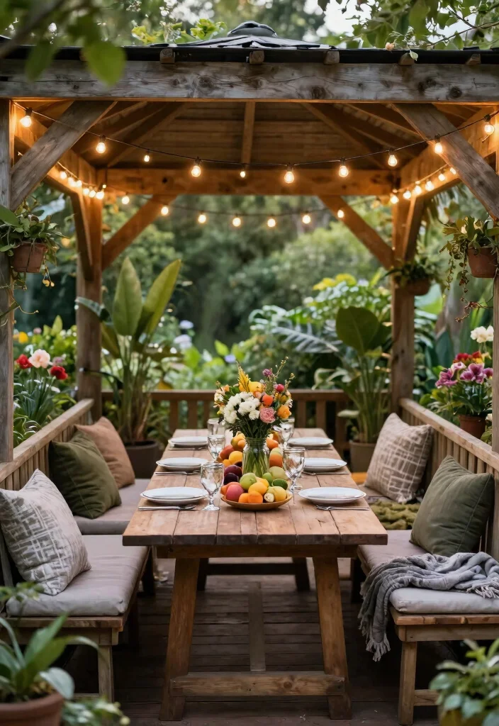 7 Rustic Pallet Gazebo Ideas for a Sustainable Garden 2. Garden Party Haven 0