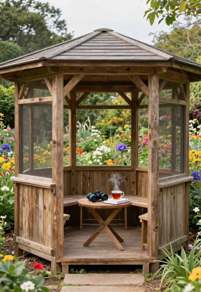 7 Rustic Pallet Gazebo Ideas for a Sustainable Garden 5. Nature Observation Point 0
