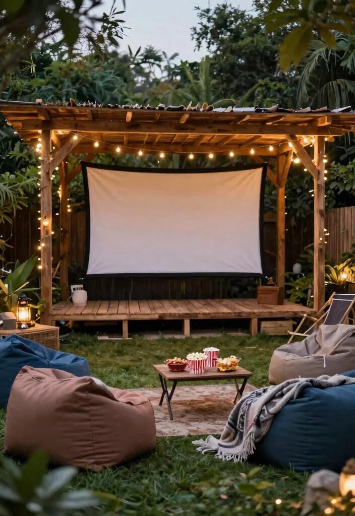 7 Rustic Pallet Gazebo Ideas for a Sustainable Garden 7. Outdoor Movie Theater 0