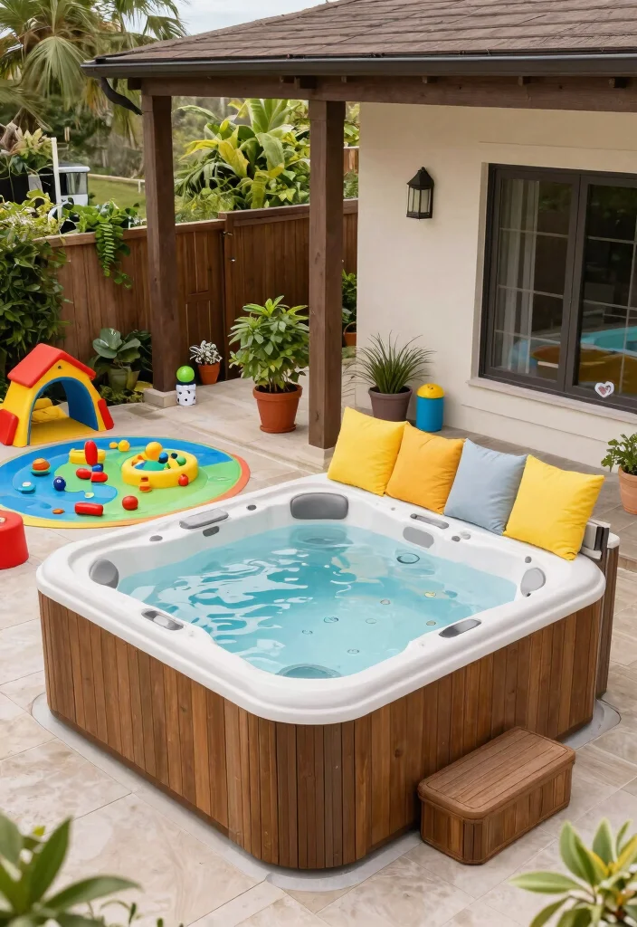 7 Seamless Hot Tub Porch Ideas for Easy Home Access 46 7 Seamless Hot Tub Porch Ideas for Easy Home Access 6. Family Friendly Hot Tub Space 0