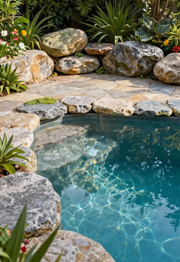 7 Seamless Pool Deck Ideas Off Back of House Flowing Design 1. Natural Stone Surrounds 0
