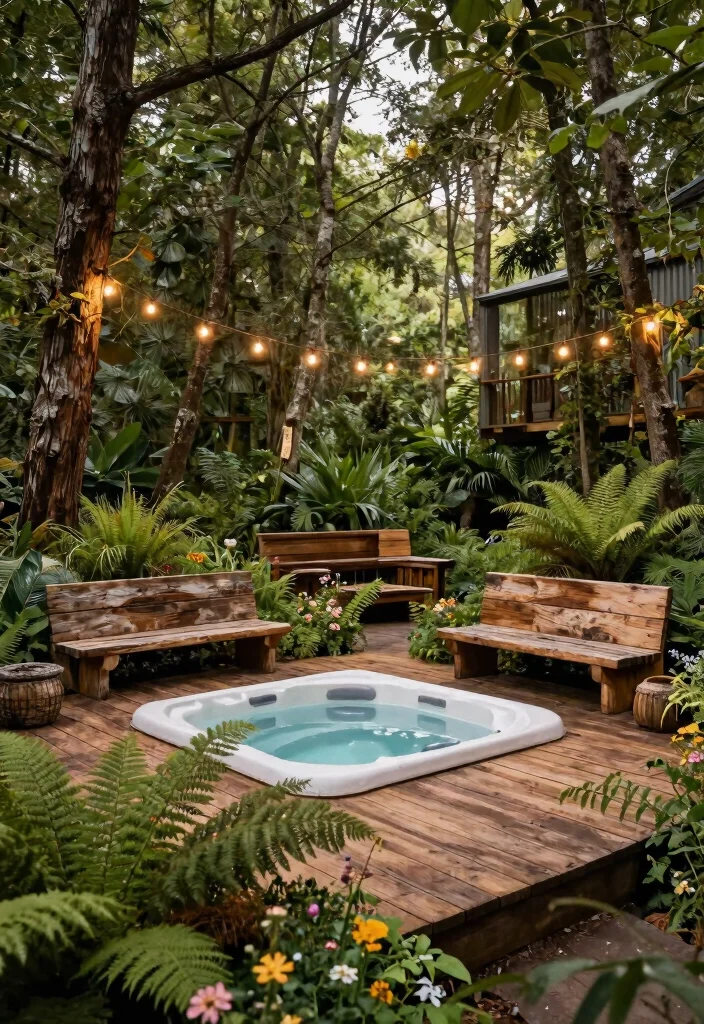 7 Serene Hot Tub Garden Ideas to Build a Sanctuary 2. Rustic Woodlands Retreat 0