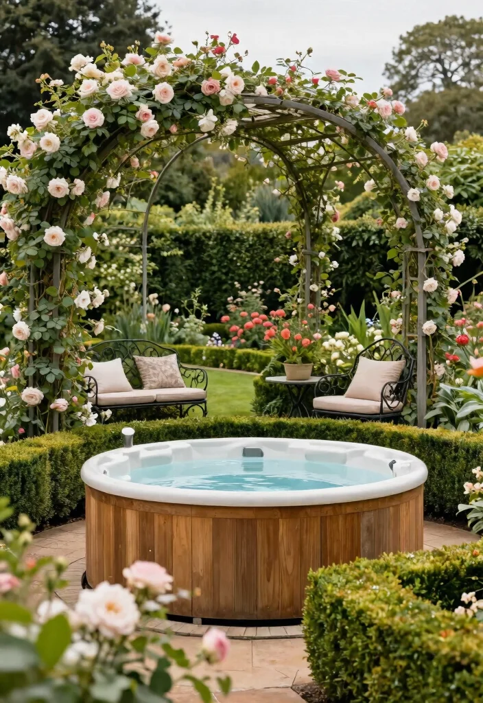 7 Serene Hot Tub Garden Ideas to Build a Sanctuary 7. Classic English Garden Spa 0