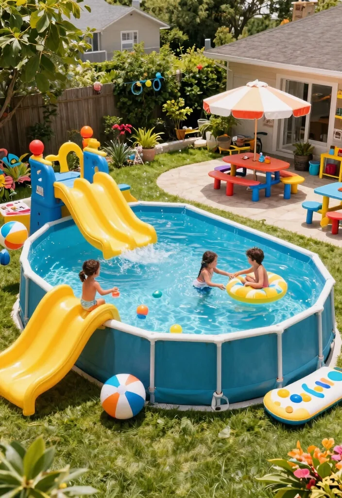 7 Sleek Sunken Above Ground Pool Ideas for a Luxury Feel 7. Family Friendly Fun Zone 0