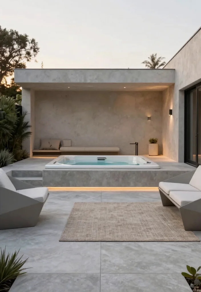 7 Sleek Sunken Hot Tub Deck Ideas for a Custom Build 12 7 Sleek Sunken Hot Tub Deck Ideas for a Custom Build 2. Modern Minimalism 0