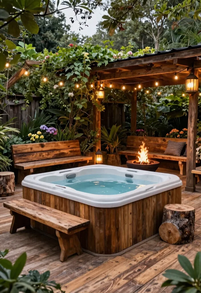 7 Sleek Sunken Hot Tub Deck Ideas for a Custom Build 23 7 Sleek Sunken Hot Tub Deck Ideas for a Custom Build 3. Rustic Retreat 0