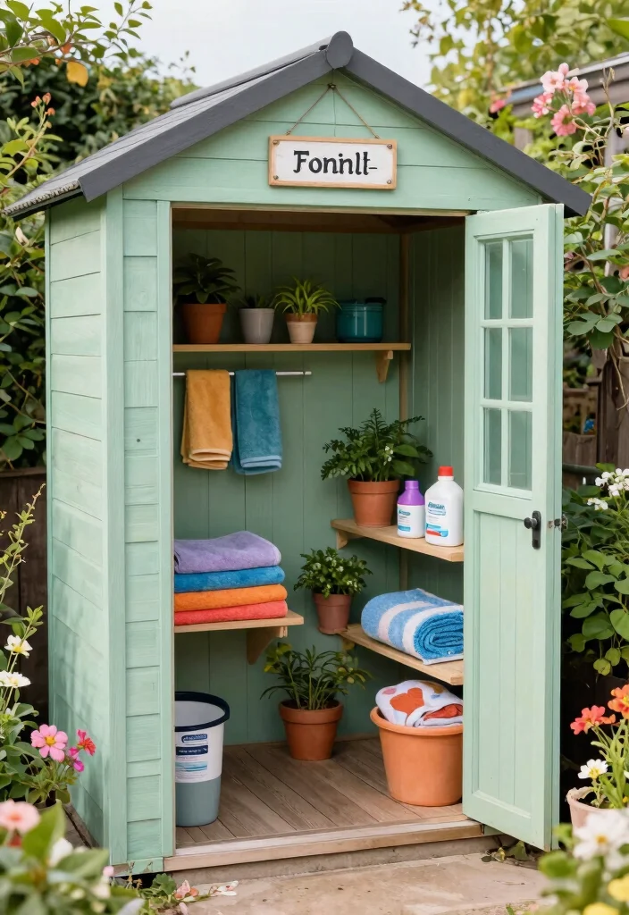 7 Smart Hot Tub Storage Ideas for Chemicals & Gear 45 7 Smart Hot Tub Storage Ideas for Chemicals Gear 5. Repurposed Garden Tool Shed 0