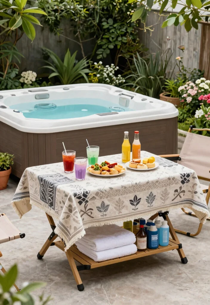 7 Smart Hot Tub Storage Ideas for Chemicals & Gear 46 7 Smart Hot Tub Storage Ideas for Chemicals Gear 6. Multi functional Folding Tables 0