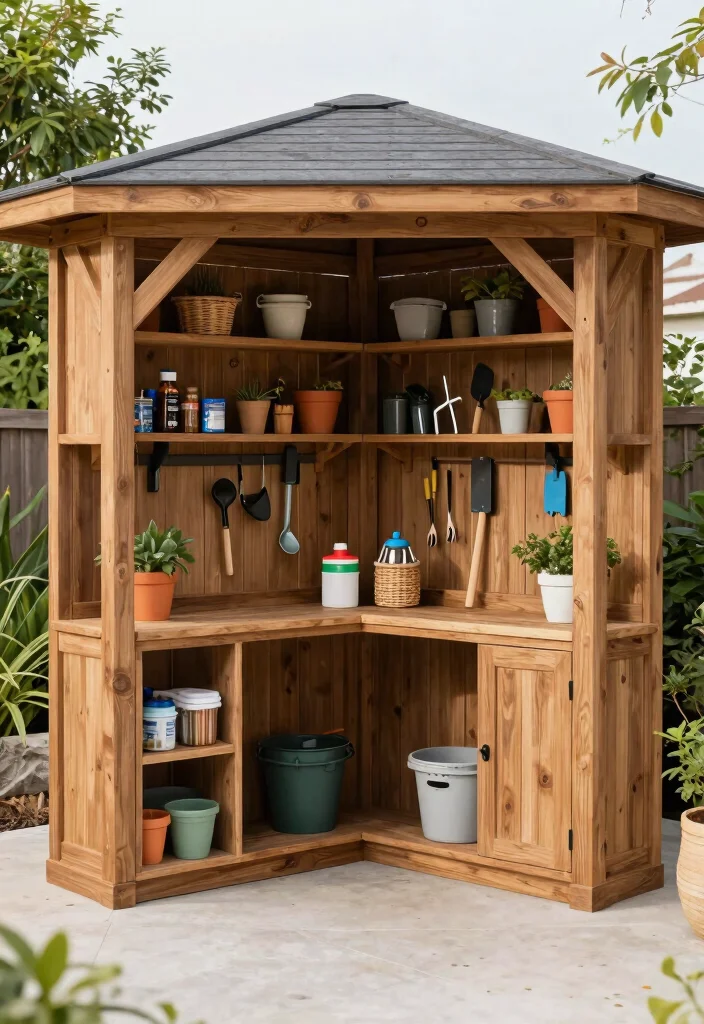 7 Space-Efficient Corner Gazebo Ideas for Small Gardens 46 7 Space Efficient Corner Gazebo Ideas for Small Gardens 6. Functional Garden Storage 0