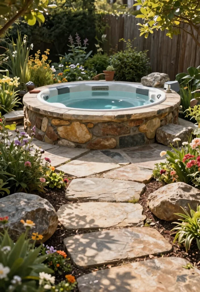 7 Sturdy Hot Tub Platform Ideas for Uneven Ground 1. Natural Stone Foundation 0