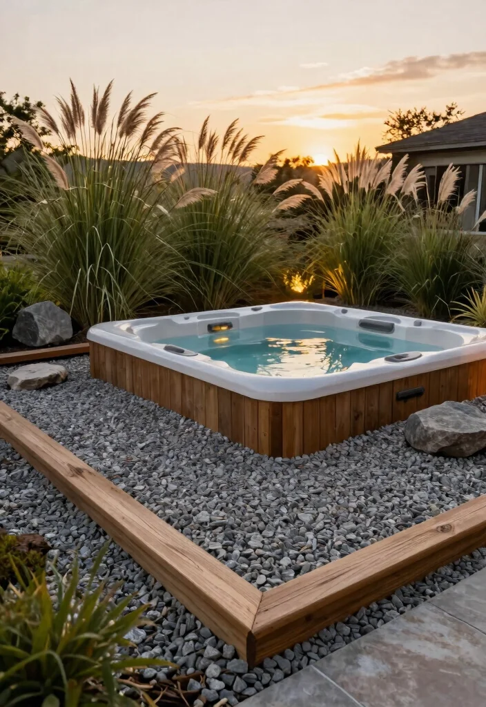 7 Sturdy Hot Tub Platform Ideas for Uneven Ground 3. Gravel and Timber Frame 0