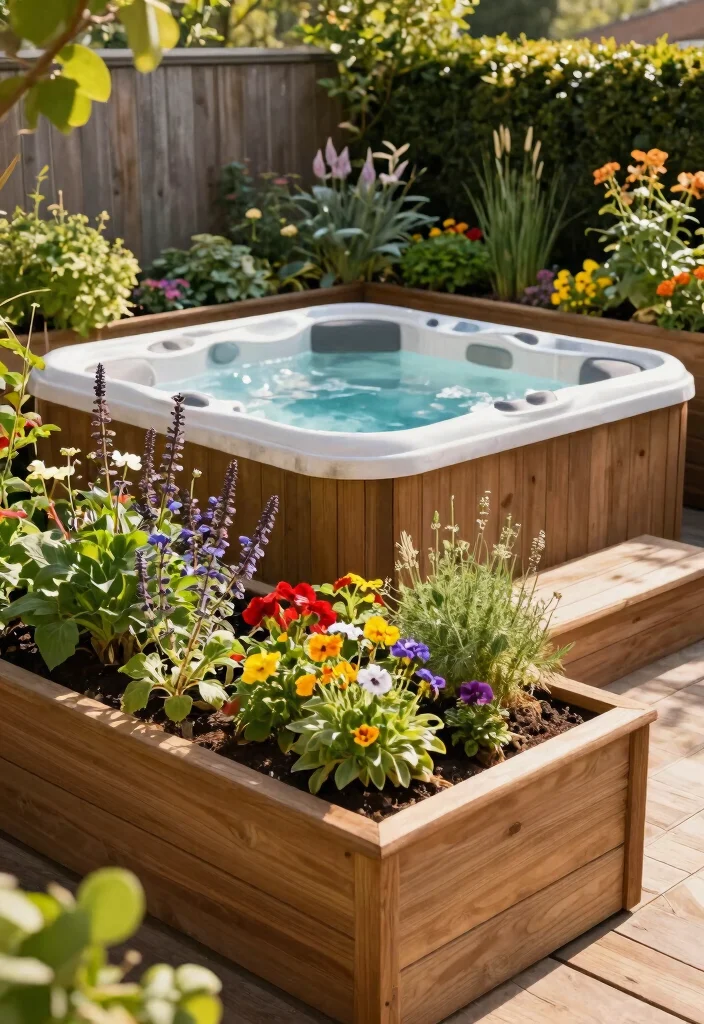 7 Sturdy Hot Tub Platform Ideas for Uneven Ground 5. Raised Wooden Garden Beds as Support 0