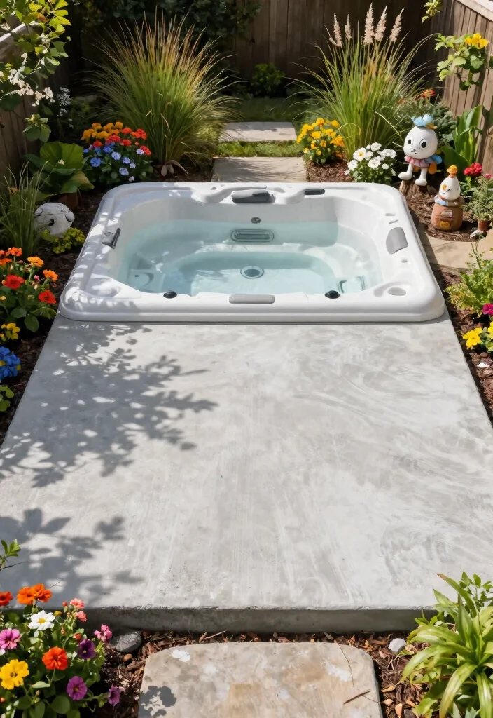 7 Sturdy Hot Tub Platform Ideas for Uneven Ground 7. DIY Concrete Pad 0