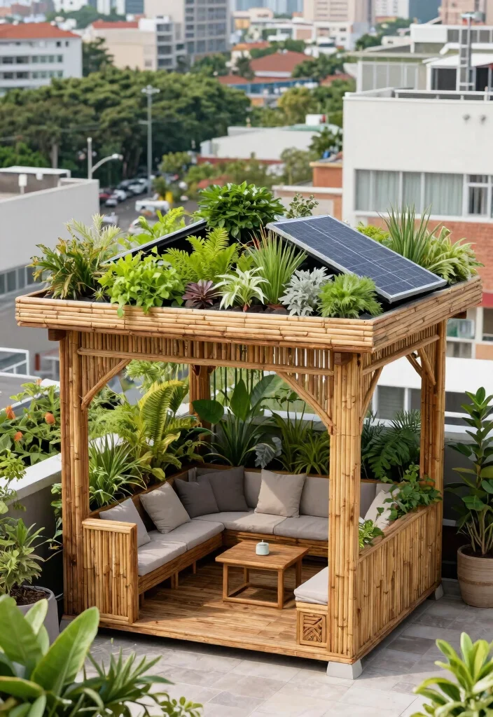 7 Timeless Wooden Gazebo Ideas for a Natural Aesthetic 4. Eco Friendly Rooftop Garden Gazebo 0