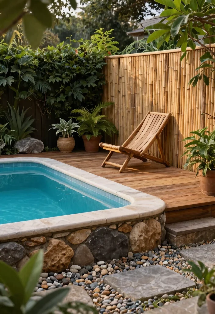 7 Tiny Small Above Ground Pool Deck Ideas for Tight Spaces 5. Use of Natural Materials 0