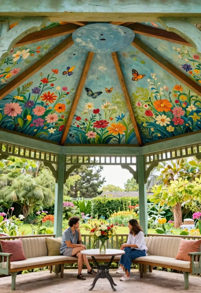 7 Unique Gazebo Ceiling Ideas Look Up in Style 1. Striking Painted Ceilings 0