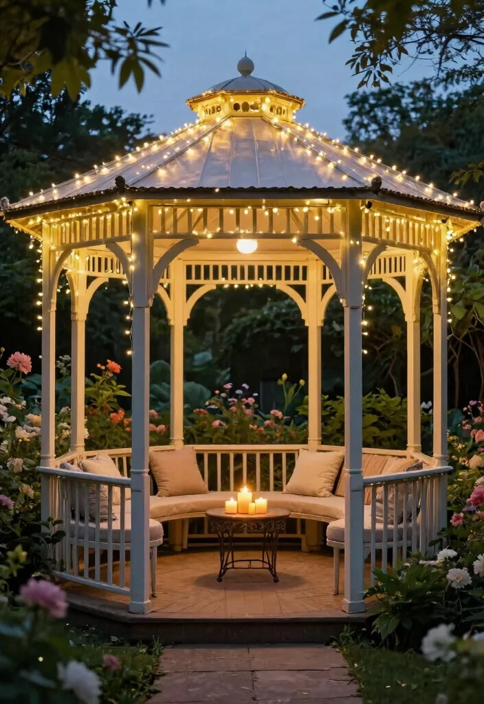 7 Unique Gazebo Ceiling Ideas Look Up in Style 2. Twinkling Fairy Lights 0