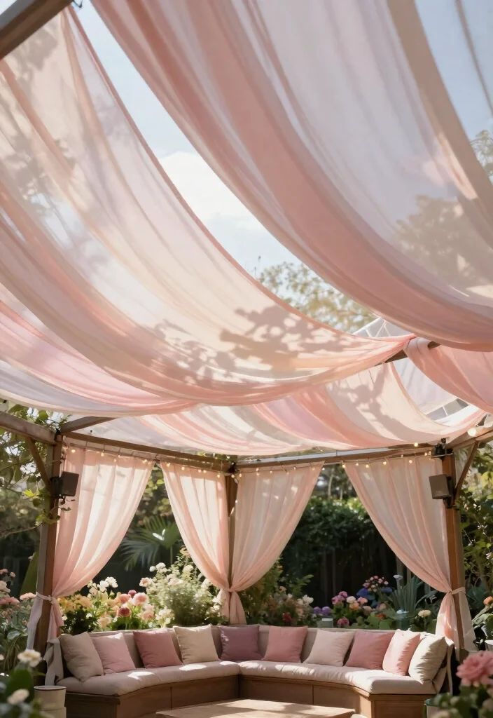 7 Unique Gazebo Ceiling Ideas Look Up in Style 4. Outdoor Fabric Draping 0