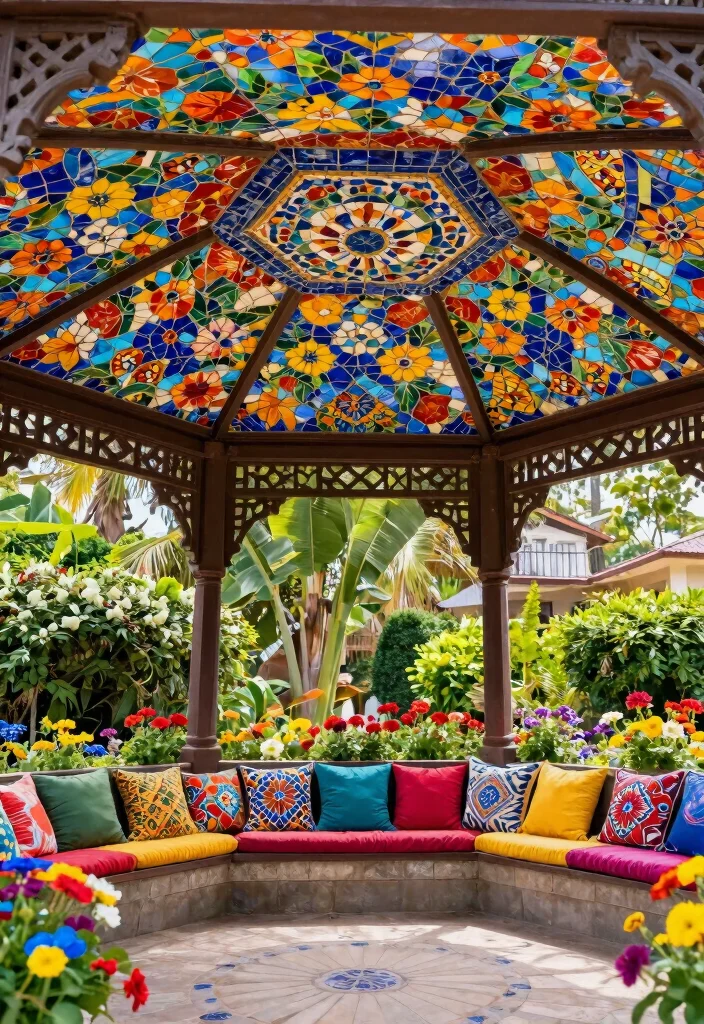 7 Unique Gazebo Ceiling Ideas Look Up in Style 6. Mosaic Tile Ceilings 0