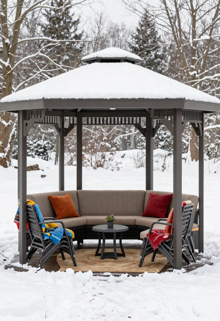 7 Warm Winter Gazebo Ideas to Stay Toasty Outside 23 7 Warm Winter Gazebo Ideas to Stay Toasty Outside 3. Space Saving Outdoor Furniture 0