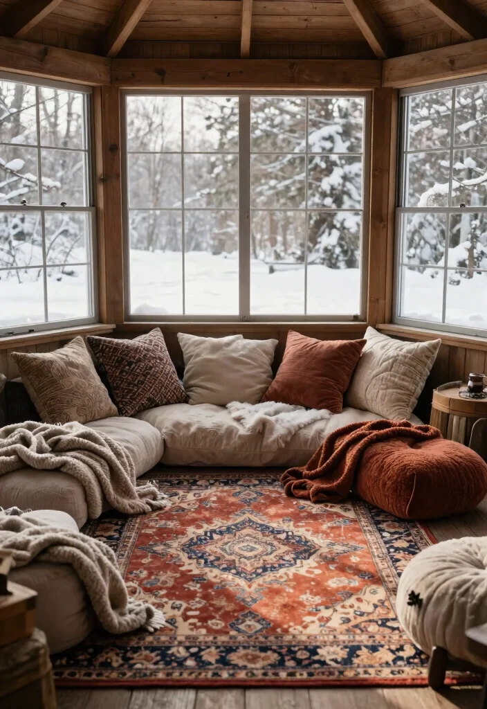 7 Warm Winter Gazebo Ideas to Stay Toasty Outside 45 7 Warm Winter Gazebo Ideas to Stay Toasty Outside 5. Cozy Textiles and Rugs 0