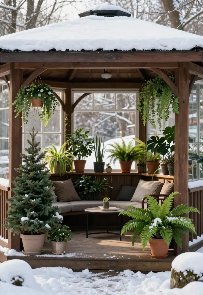 7 Warm Winter Gazebo Ideas to Stay Toasty Outside 56 7 Warm Winter Gazebo Ideas to Stay Toasty Outside 6. Indoor Plants for Winter Vibes 0