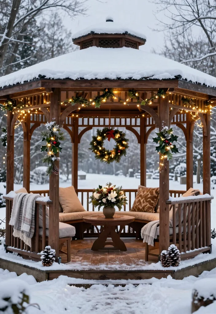 7 Warm Winter Gazebo Ideas to Stay Toasty Outside 57 7 Warm Winter Gazebo Ideas to Stay Toasty Outside 7. Seasonal Decor Touches 0