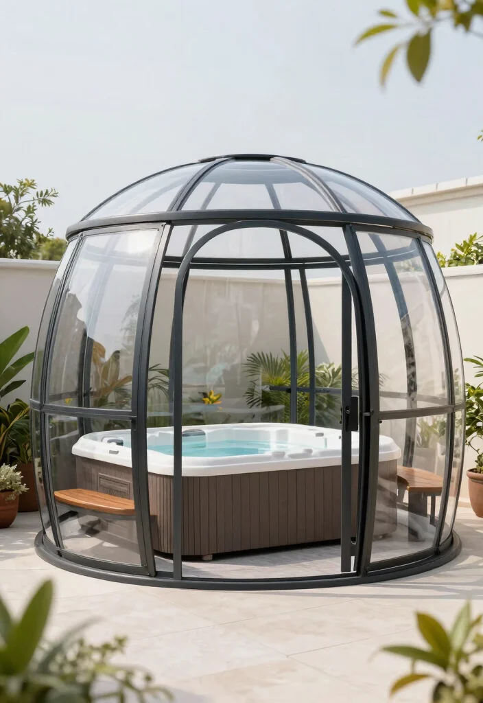 8 Sturdy Hot Tub Gazebo Ideas for Ultimate Shelter 5. Compact Dome Gazebo