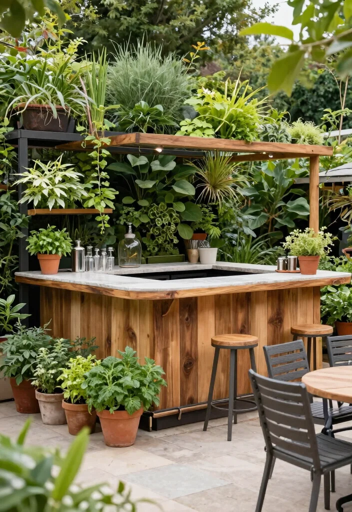 8 Amazing Pool Deck Ideas with Bar for Outdoor Entertaining 47 8 Amazing Pool Deck Ideas with Bar for Outdoor Entertaining 7. Garden Themed Bar Area 0