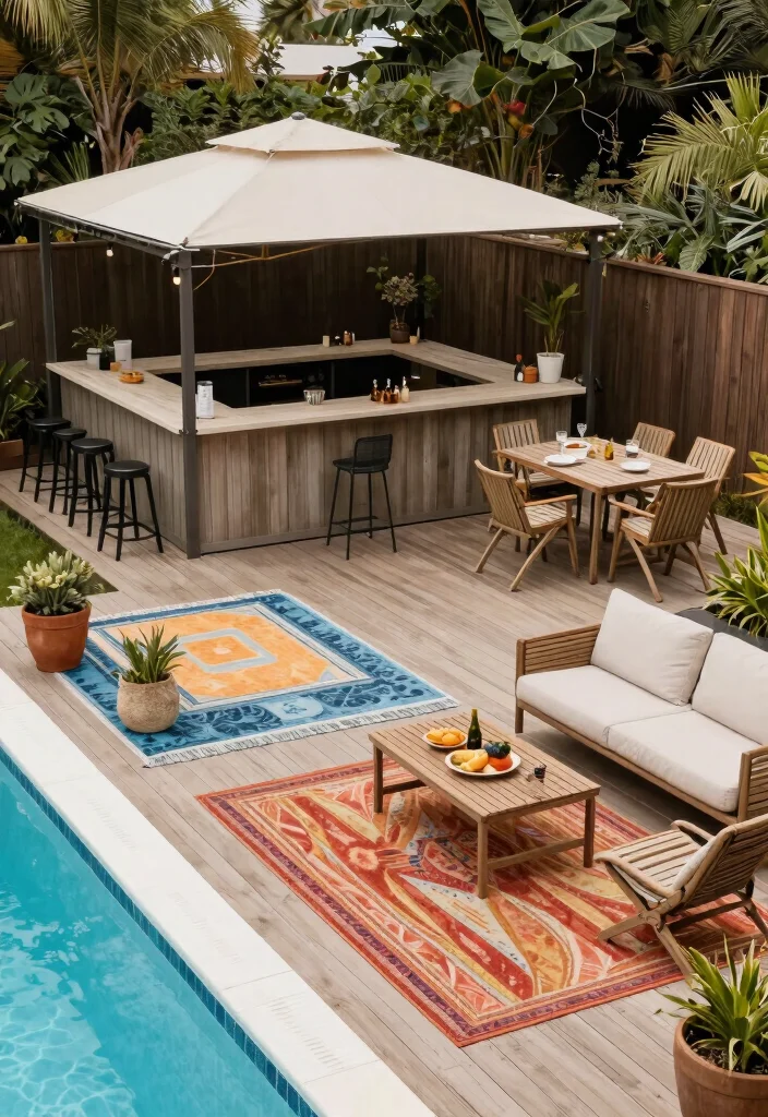 8 Amazing Pool Deck Ideas with Bar for Outdoor Entertaining 48 8 Amazing Pool Deck Ideas with Bar for Outdoor Entertaining 8. Multi functional Deck Space 0