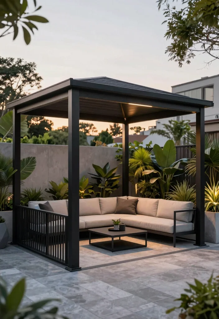8 Chic Patio Gazebo Ideas Create an Outdoor Room 1. Modern Elegance Sleek Metal Gazebo 0