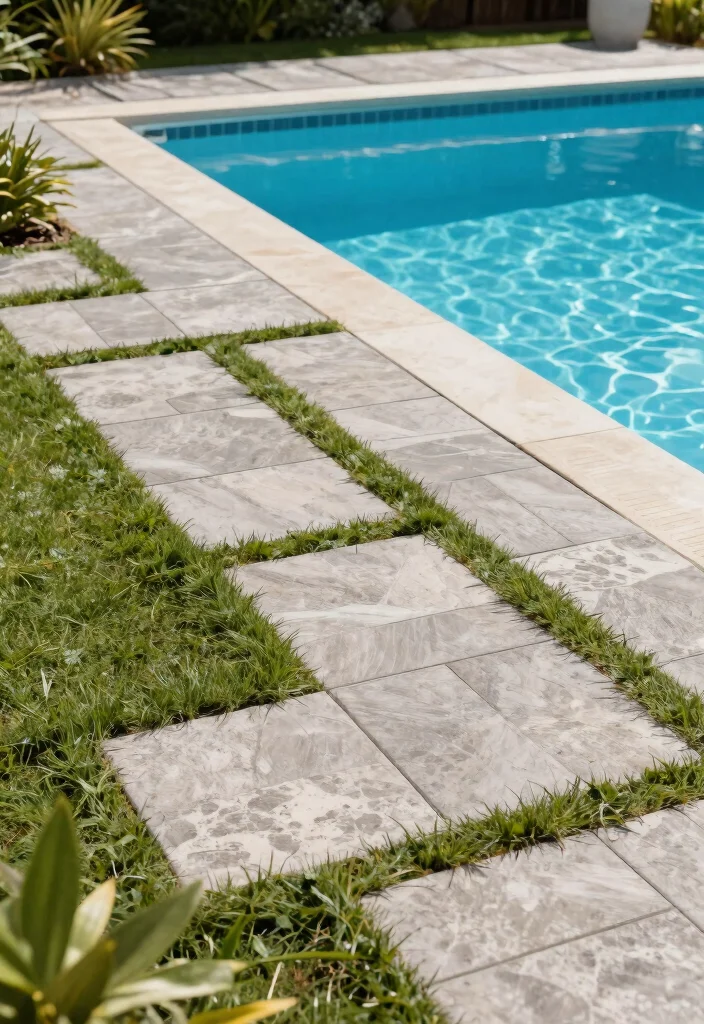 8 Clean Above Ground Pool Border Ideas for a Polished Yard 4. Eco Friendly Pavers 0