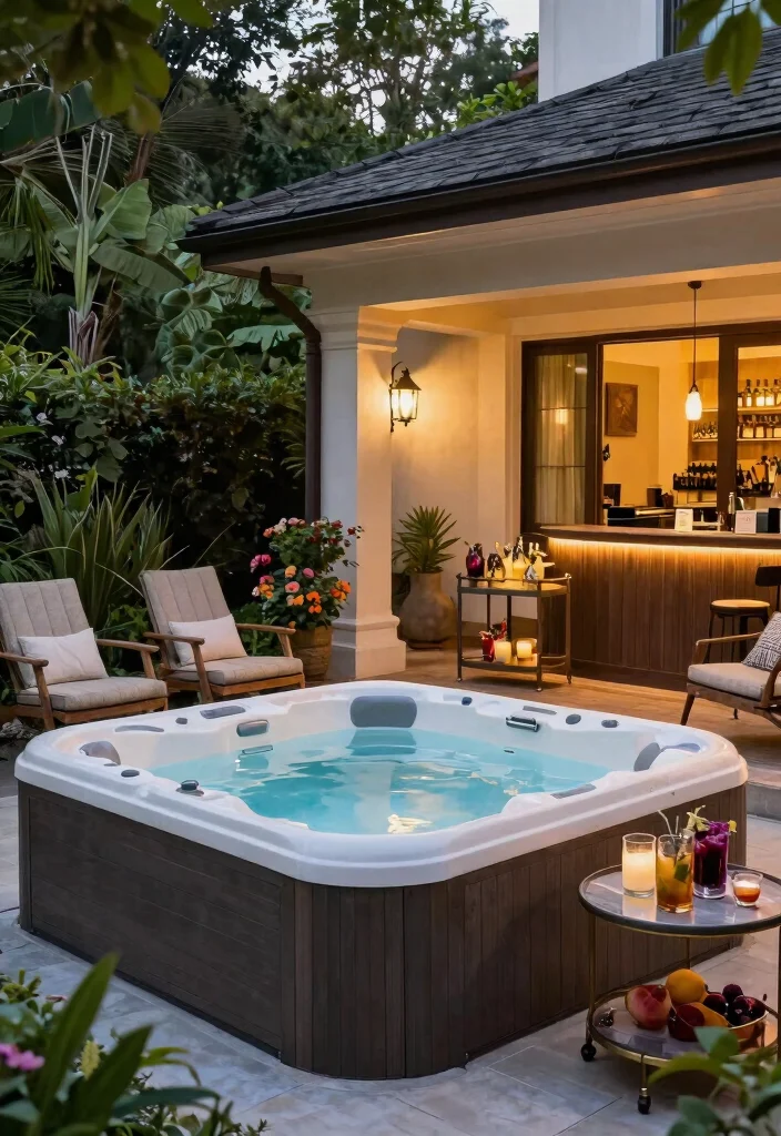 8 Cozy Back Porch Hot Tub Ideas for Home Comfort 5. Luxurious Spa Experience 0
