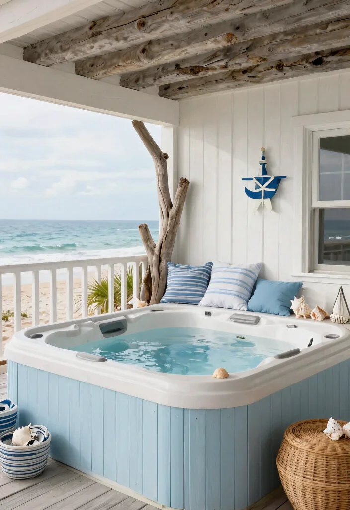 8 Cozy Back Porch Hot Tub Ideas for Home Comfort 6. Coastal Escape 0