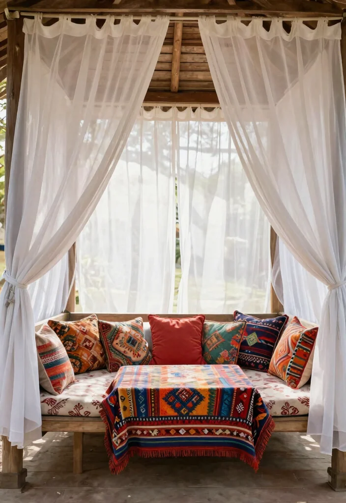 8 Elegant Backyard Gazebo Decorating Ideas for Hosting 4. Stylish Fabrics and Textiles 0