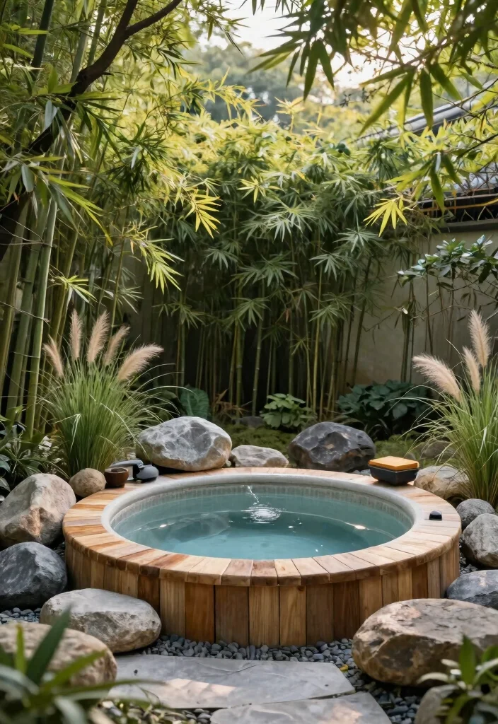 8 Glamorous Hot Tub Photoshoot Concepts for Social Media 4. Zen Garden Serenity 0
