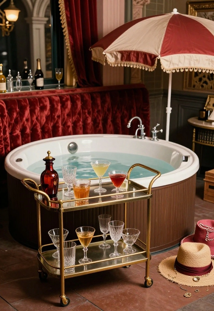 8 Glamorous Hot Tub Photoshoot Concepts for Social Media 5. Vintage Glamour 0