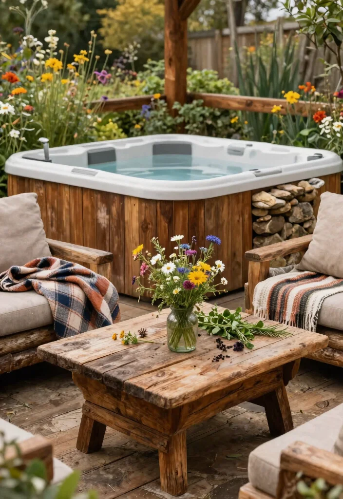 8 Glamorous Hot Tub Photoshoot Concepts for Social Media 6. Rustic Charm 0