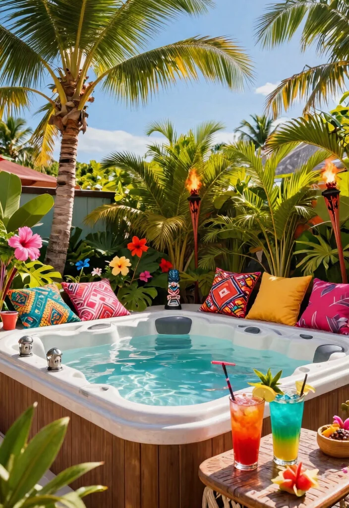 8 Glamorous Hot Tub Photoshoot Concepts for Social Media 7. Tropical Paradise 0