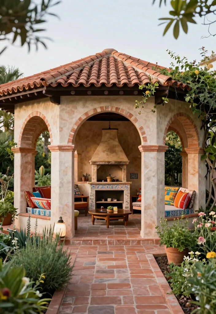 8 Gourmet Gazebo Ideas for Your Backyard Kitchen Setup 35 8 Gourmet Gazebo Ideas for Your Backyard Kitchen Setup 5. Elegant Mediterranean Escape 0