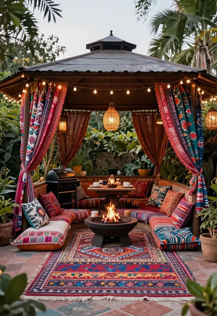 8 Gourmet Gazebo Ideas for Your Backyard Kitchen Setup 36 8 Gourmet Gazebo Ideas for Your Backyard Kitchen Setup 6. Chic Bohemian Retreat 0