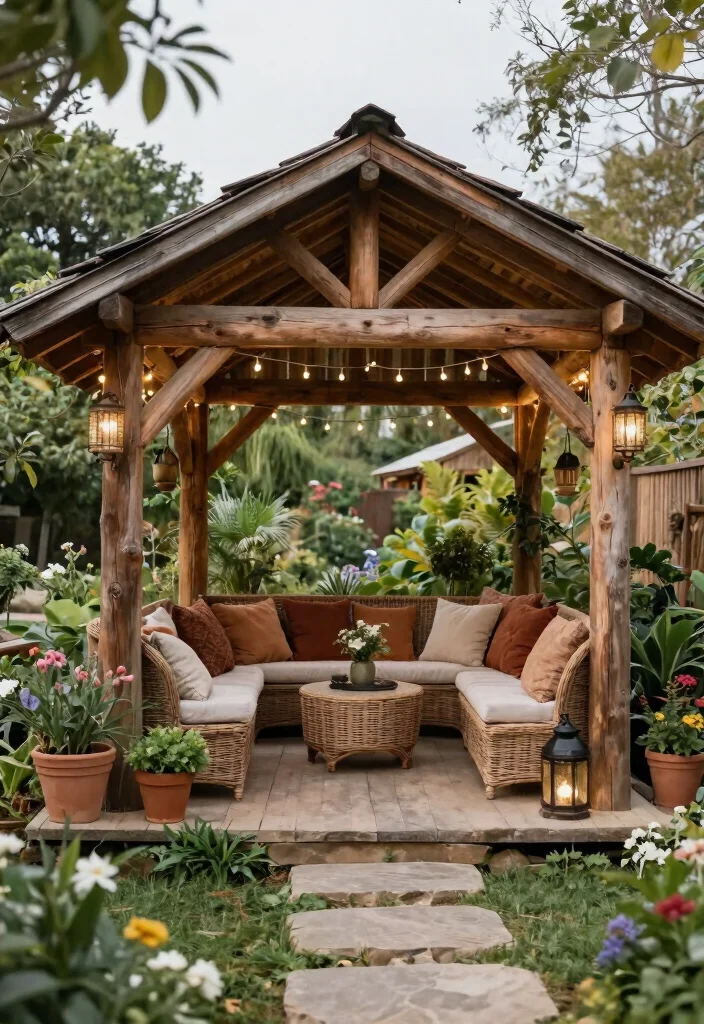 8 Luxurious Pool Gazebo Ideas for a Resort-Style Feel 12 8 Luxurious Pool Gazebo Ideas for a Resort Style Feel 2. Rustic Wooden Gazebo 0