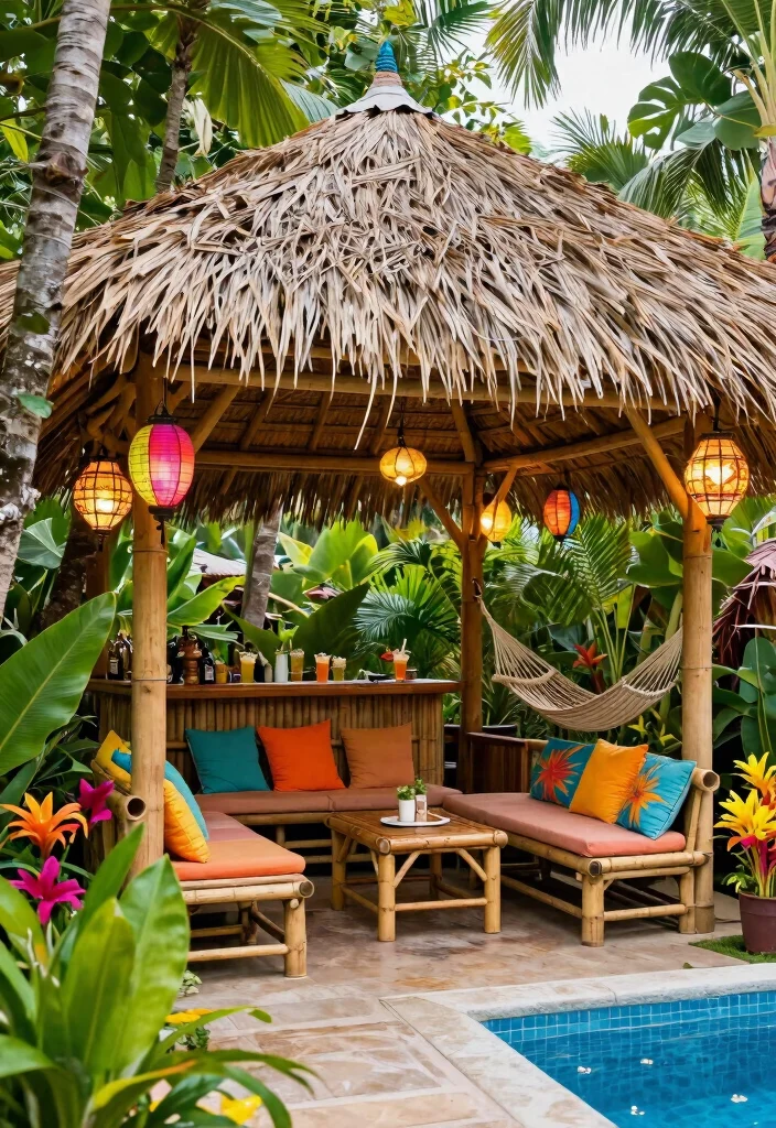 8 Luxurious Pool Gazebo Ideas for a Resort-Style Feel 13 8 Luxurious Pool Gazebo Ideas for a Resort Style Feel 3. Tropical Oasis Gazebo 0